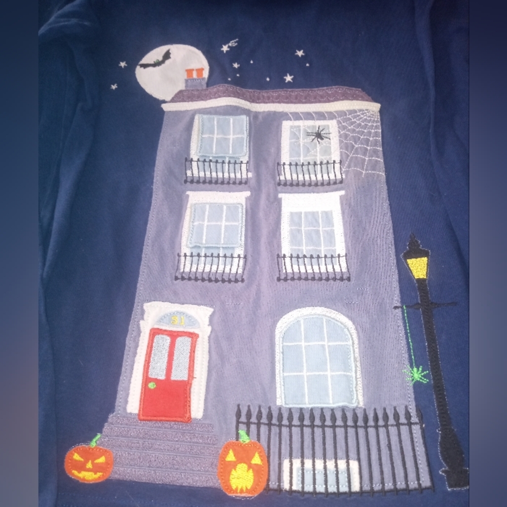 Mini Boden Navy Halloween Long Sleeve Shirt Cotton Applique 11-12 Years - Picture 2 of 4